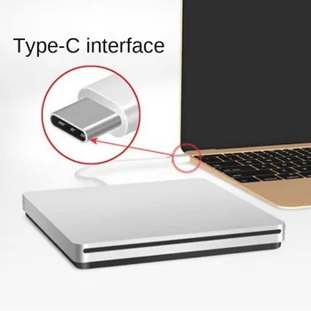 Внешний привод для записи DVD USB 3.0/Оптический привод Type-C с тонким слотом для записи CD / DVD +/-RW-проигрывателя USB C Superdrive для Mac / Windows