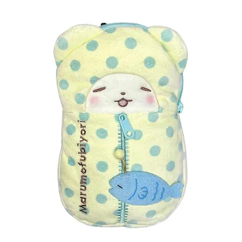 Плюшевый пенал Marumofubiyori Bear, спальный мешок, кавайные милые школьные пеналы для девочек, детский пенал для карандашей, сумки для хранения ручек