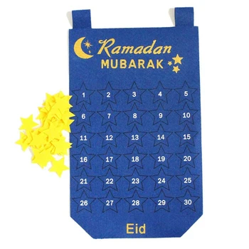 Календарь Рамадана, Мубарак Карим, Обратный отсчет, Войлочный календарь, висящий на стене, украшения для вечеринки в Рамадан своими руками