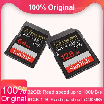 SD-карта SanDisk Extreme PRO 512G для чтения со скоростью до 200 МБ/с. 1 ТБ 256G 128G 64G 32G U3 4k C10 V30 UHS-I SDHC/SDXC Карты памяти для Камеры