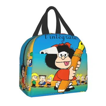 Классическая изолированная сумка для ланча Mafalda для работы, школы, мультфильма Quino, теплого охладителя, термосумки для ланча, женские Детские сумки для пикника