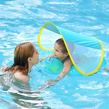 Детский поплавок с навесом, игра с брызгами, надувное кольцо для плавания в бассейне, игрушка для девочек, баскетбольное ведро, Зеленое кольцо для плавания