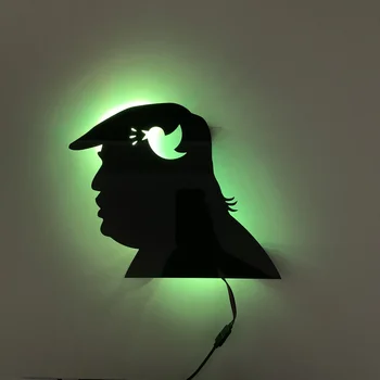 Настенный декор Trump Silhouette Light для украшения дома Ночник для спальни, меняющий цвет Rgb, черный настенный светильник Trump