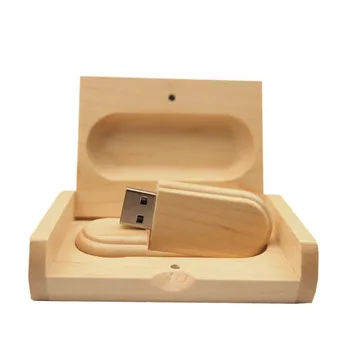 Деревянный USB-накопитель с пользовательским логотипом, Кленовое дерево + коробка, Флешка, 4 ГБ, 8 ГБ, 16 ГБ, 32 ГБ, флеш-накопитель, Карта памяти, Свадебный подарок