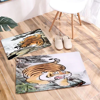 Милый забавный толстый тигр, 3D-печать, коврик из диатомовой глины, нескользящий декор, коврик для двери с мультяшными животными, 40x60 см