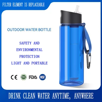 Чашка для очистки воды на открытом воздухе, для выживания в дикой природе, бутылка для воды с фильтром, для путешествий, спорта, портативный легкий очиститель воды