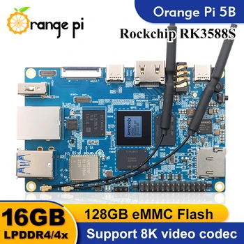 Orange Pi 5B 16 ГБ Оперативной памяти Одноплатный компьютер RK3588S 128 ГБ EMMC Wifi-BT Плата разработки Orangepi 5B под управлением Debian Ubuntu Android