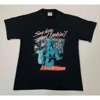 Винтажная футболка 80-х годов 1989 года с Хэнком Уильямсом Say Hey, красивая, размер L, сделано в США