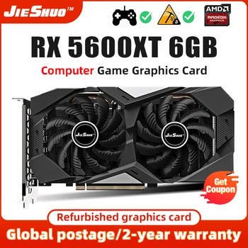 Видеокарта JIESHUO AMD RX 5600XT 6GB GPU GDDR6 192Bit 8Pin 7NM PCIE 4.0x16 Поддерживает настольный процессор placa de video