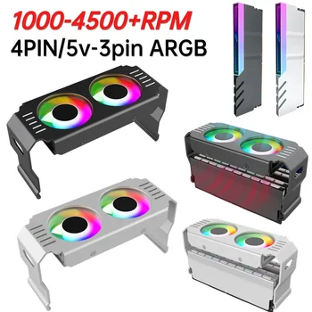 Вентилятор охлаждения оперативной памяти 4Pin PWM / 5V 3Pin ARGB Радиатор памяти с чипом 1000-4500 + об/мин с двойным 120-мм Вентилятором для охлаждения DDR4 DDR5